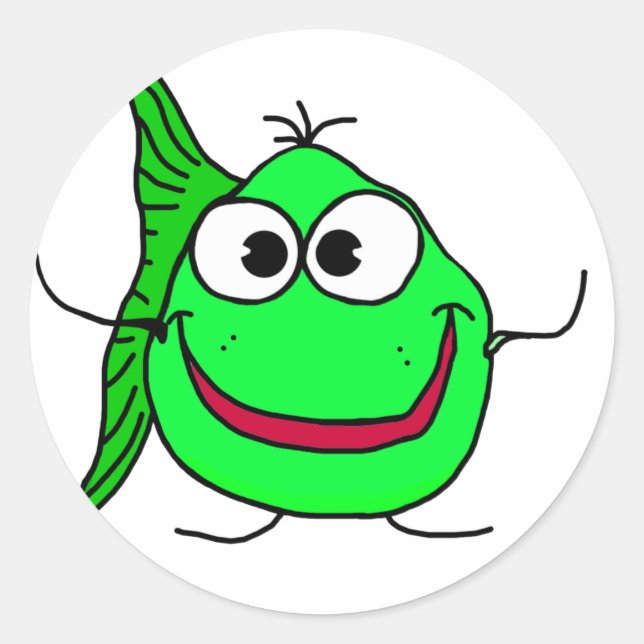 Cartoon fish classic round sticker (Front)
