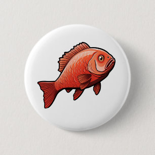 Cartoon fish illustration 6 cm round badge