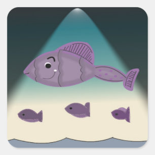 Cartoon Fish Square Sticker