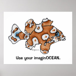Cartoon Fish Sweetlips 005 ImaginOCEAN Poster Lrg