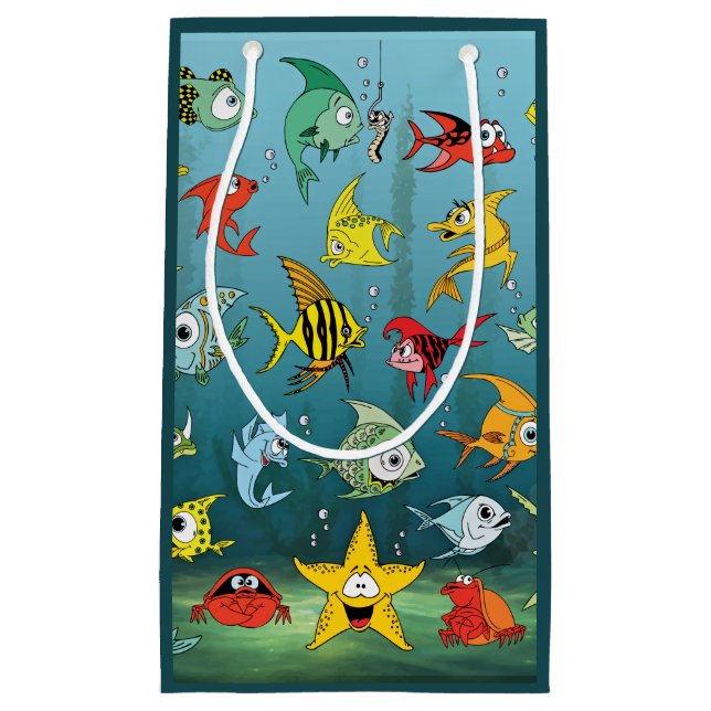 Cartoon Fish Underwater 2 Small Gift Bag (Front)