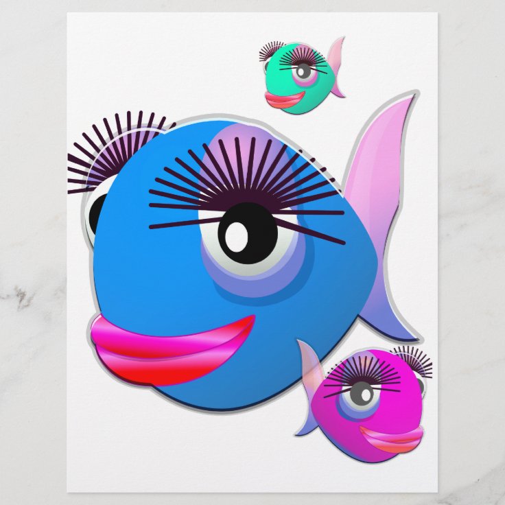 Cartoon Fish with BIg Lips and Eyelashes | Zazzle