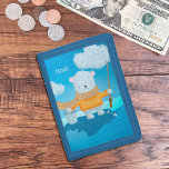 Cartoon Fishing Polar Bear Kid Blue Wallet<br><div class="desc">An adorable blue wallet for kids featuring a cute cartoon polar bear coming back from a day of fishing . Personalise it with the child's name using the provided template . 
© ArianeC Illustrations-All rights reserved</div>