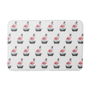 Cartoon Flamingo Pattern Bath Mat