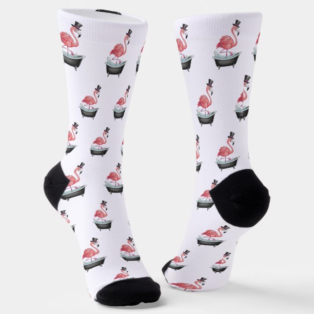 Cartoon Flamingo Pattern Socks (Angled)