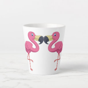 Cartoon Flamingos Personalise Latte Mug