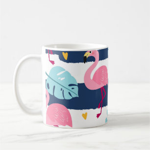 Cartoon Flamingos: Summer Tropical Vintage. Coffee Mug