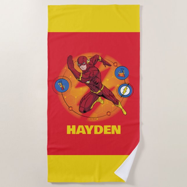 Cartoon Flash Laboratory Running Graphic Beach Towel (Front)