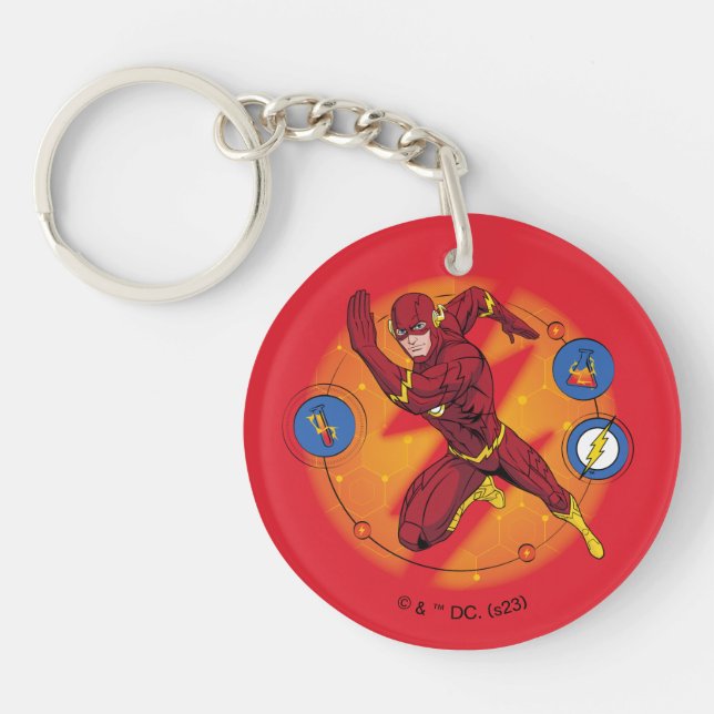 Cartoon Flash Laboratory Running Graphic Key Ring (Front)