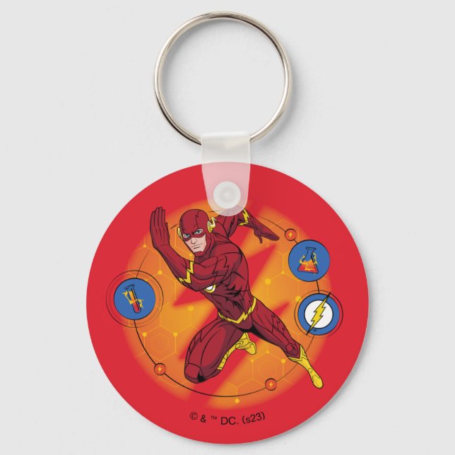 Cartoon Flash Laboratory Running Graphic Key Ring (Front)
