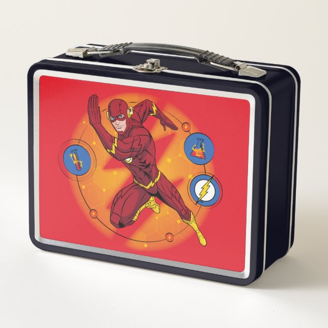 Cartoon Flash Laboratory Running Graphic Metal Lunch Box (Front)