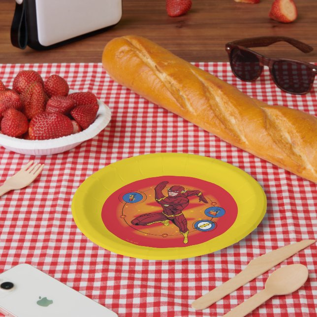 Cartoon Flash Laboratory Running Graphic Paper Plate (Picnic)