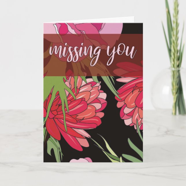 Cartoon Floral Missing You Card (Front)