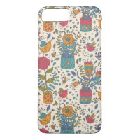 Cartoon floral pattern with birds 2