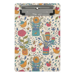 Cartoon floral pattern with birds 2 mini clipboard