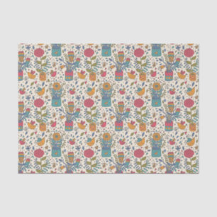 Cartoon floral pattern with birds 2 tissue paper