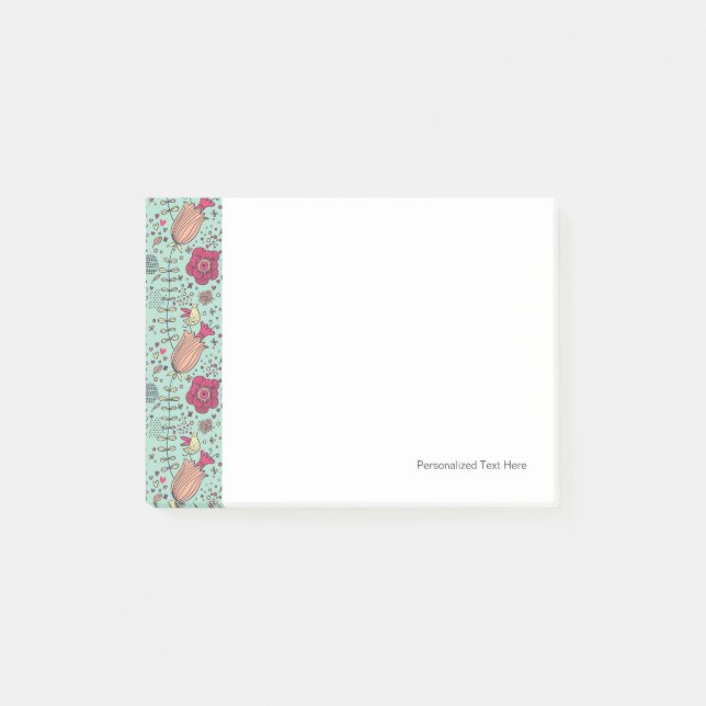 Cartoon floral pattern with birds post-it notes (Front)