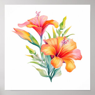 Cartoon flower illustration poster