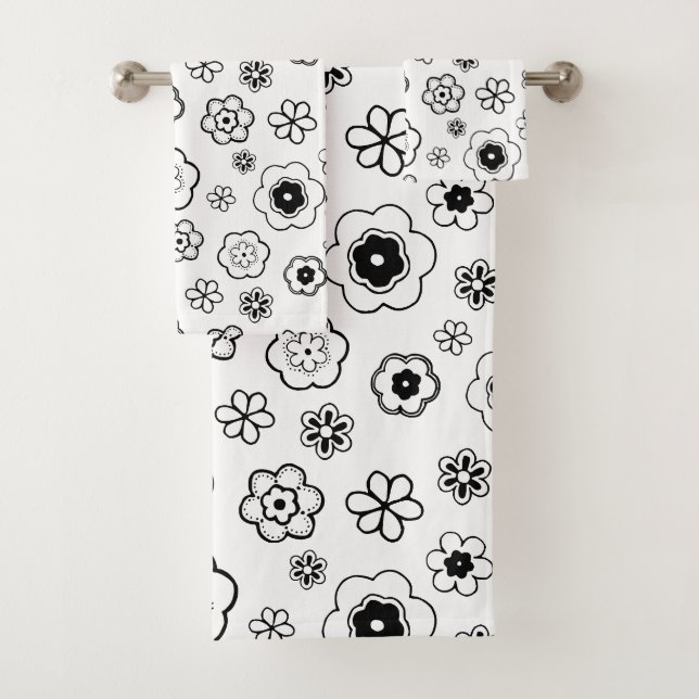 cartoon flowers bath towel set (Insitu)