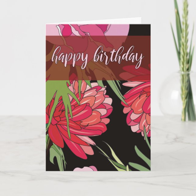 Cartoon Flowers Birthday Card (Front)