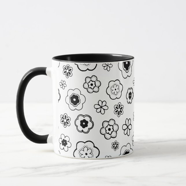 cartoon flowers coffee mug (Left)