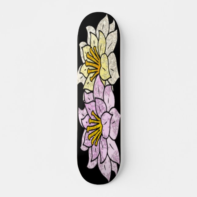 Cartoon Flowers Vector Design Skateboard (Front)