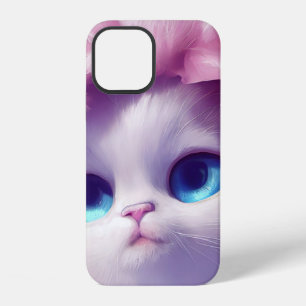 Cartoon fluffy baby kitten with big eyes iPhone 12 case