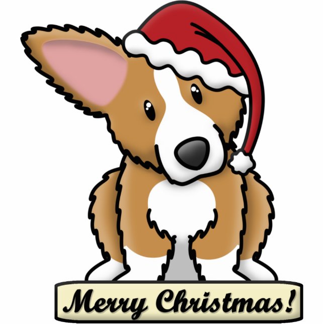 Cartoon Fluffy Corgi Christmas Ornament Photo Sculpture Decoration (Front)