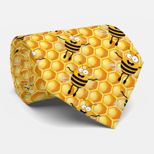 Cartoon Fly Bee honey pattern Tie