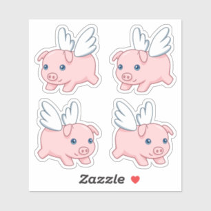 Cartoon Flying Pig - Cute Piglet Wings, Set of 4