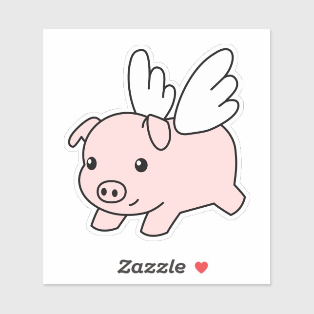 Cartoon Flying Pig - Cute Piglet with Wings (Sheet)