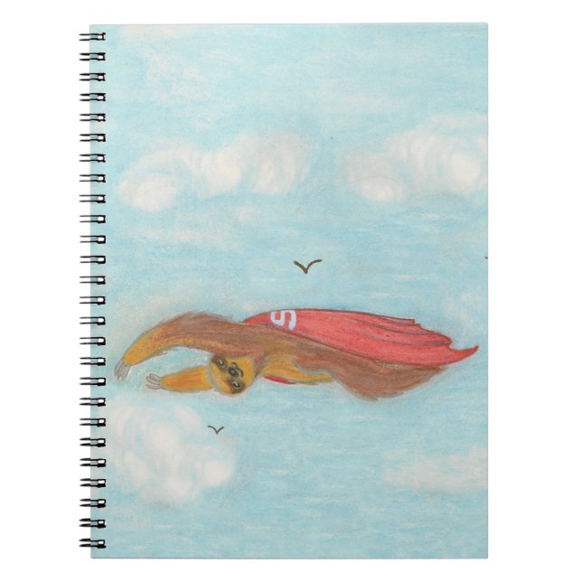 cartoon flying super sloth notebook (Front)