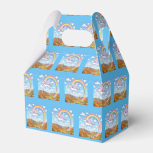 Cartoon Flying Unicorn with Rainbow Favour Box