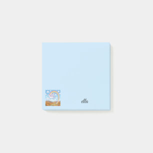 Cartoon Flying Unicorn with Rainbow Personalise Post-it Notes