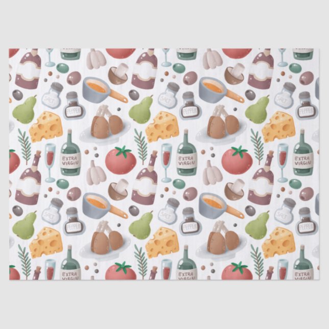 Cartoon Food and Drink Decoupage Tissue Paper (Front)