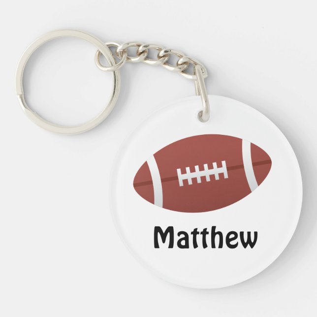 Cartoon football personalised name custom key ring (Front)
