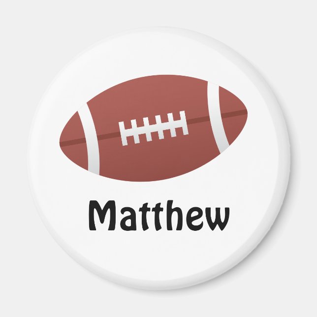 Cartoon football personalised name custom magnet (Front)