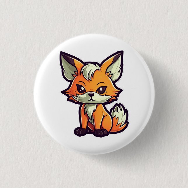CARTOON FOX 3 CM ROUND BADGE (Front)