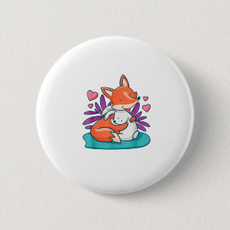 Cartoon Fox Bunny Rabbit Hug Friends Love Easter A 6 Cm Round Badge