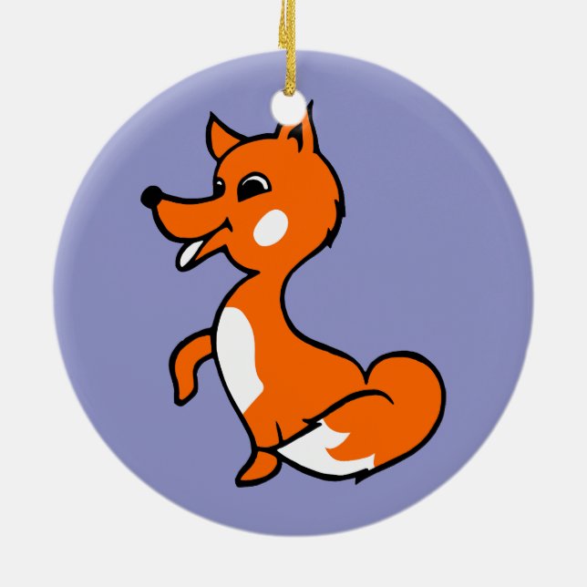 Cartoon Fox Ceramic Tree Decoration (Back)