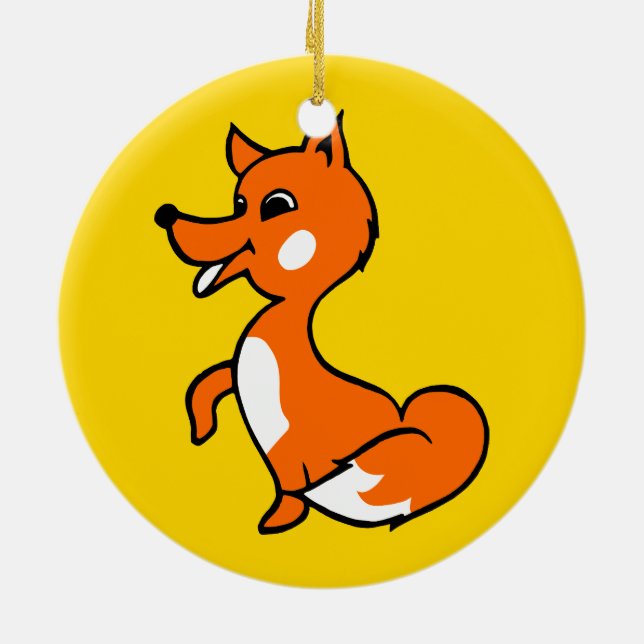 Cartoon Fox Ceramic Tree Decoration (Back)