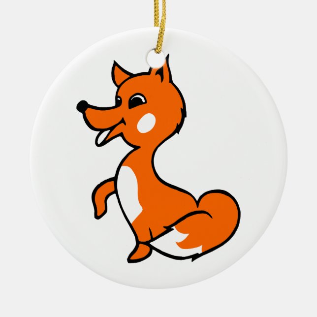 Cartoon Fox Ceramic Tree Decoration (Front)