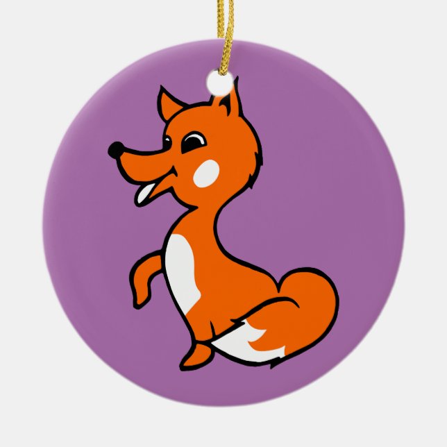 Cartoon Fox Ceramic Tree Decoration (Front)