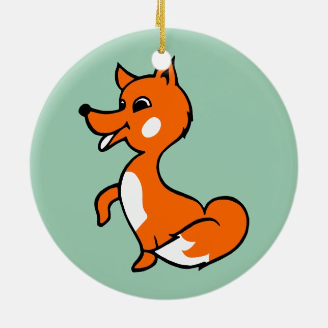 Cartoon Fox Ceramic Tree Decoration (Back)