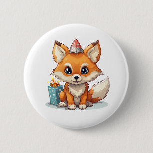 Cartoon fox illustration 6 cm round badge