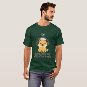 Cartoon Fox Sticker Mentally on Aeroplane Mode T-Shirt