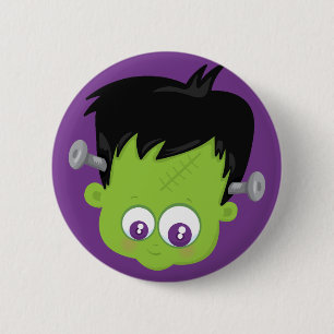 Cartoon Frankenstein Halloween Purple Fun 6 Cm Round Badge