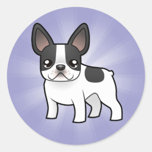 Cartoon French Bulldog Classic Round Sticker