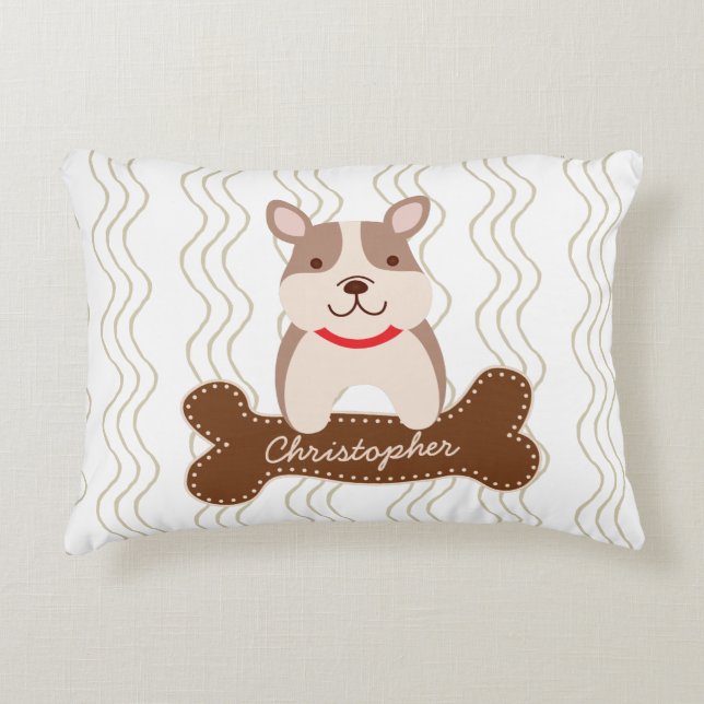 Cartoon French Bulldog Cute Puppy Dog Lovers Decorative Cushion (Front)