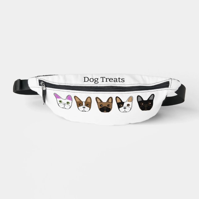 Cartoon French Bulldog Face Dog Treat Bum Bags (Front)